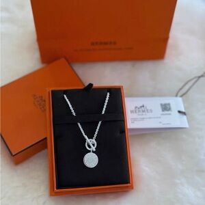 Hermes Silver Necklace with Round Pendant